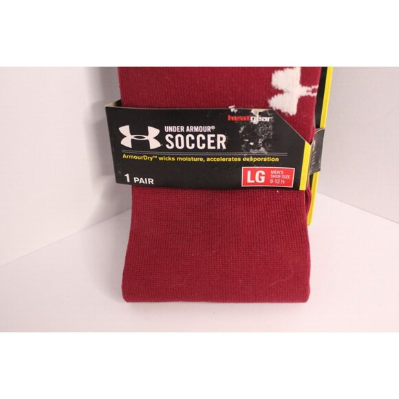 UA Soccer Socks ArmourDry L Men's Maroon Crimson Red 9-12.5 1 Pair Vintage - Picture 2 of 8